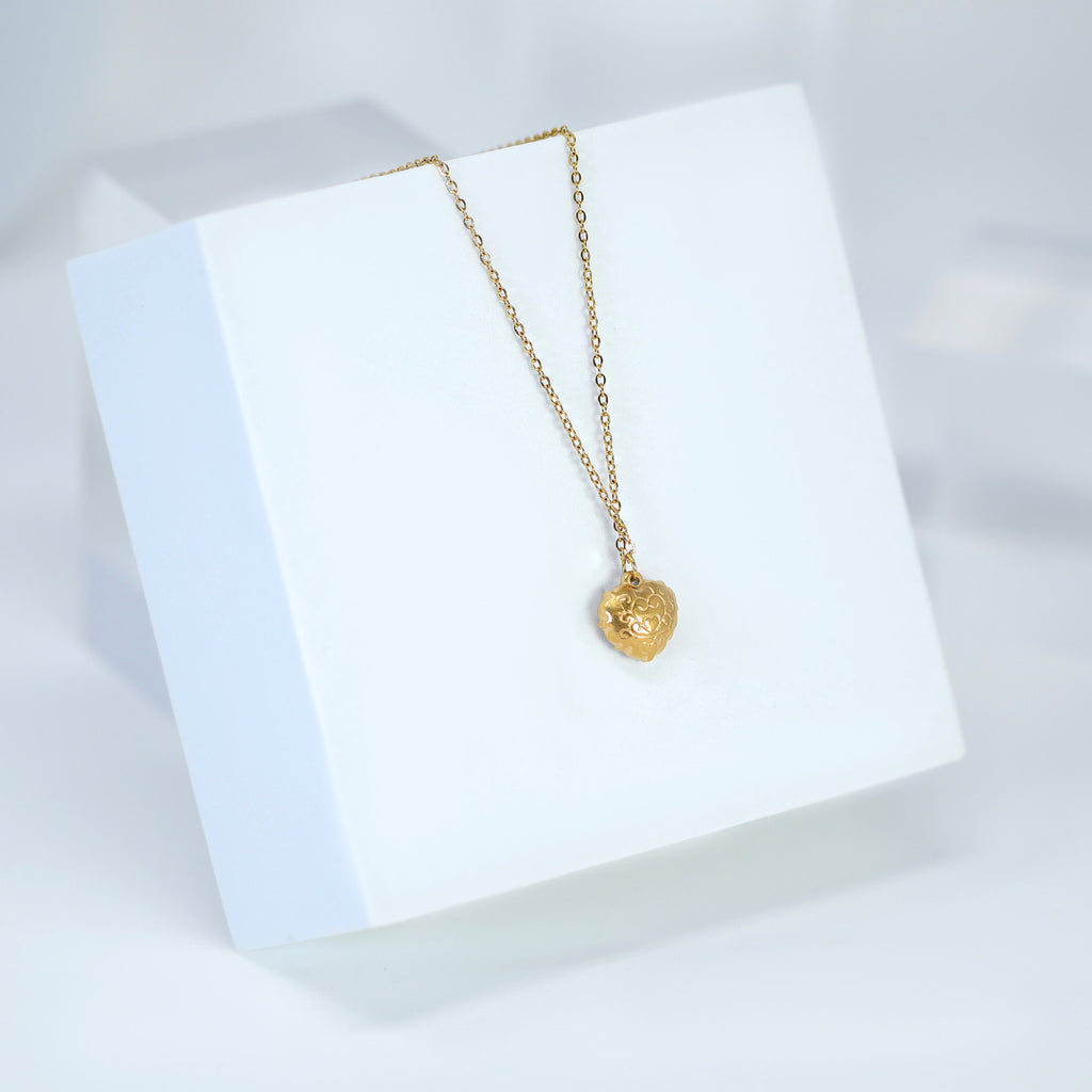 18k Gold Plated Double Sided Dainty Shell in Heart Necklace • Gold Chain Necklace • Minimalist • Gold Serenity Necklace
