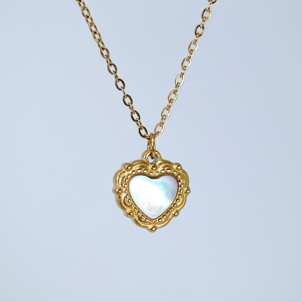 18k Gold Plated Double Sided Dainty Shell in Heart Necklace • Gold Chain Necklace • Minimalist • Gold Serenity Necklace