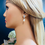 Cz Dainty Exquisite Pearl Drop Elegant Earring, Bridal Earring, Gift for her, Mother Of Bride, Bridesmaid Gift