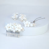 Natural Pearl Ray Of Shine Porcelain Ceramic White Flower Long Bridal Earrings Statement Earrings Cz