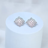 Floral Square Mandala CZ Diamond Earrings, Bridal Jewelry, Bridal Stud Earrings, Crystal Bridal Earrings, Statement Earrings Cz