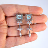 Something Light Icy Blue Zircon Diamond/Crystal Drop Necklace Set , Luxury Bridal Necklace Set, Bridal Jewelry, Statement Necklace
