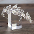 Swarovski Crystal Silver Floral Garden Of Heaven Tiara , Long Bridal Jewelry Crystal Flower Tiara Bridal Earrings Statement Earrings