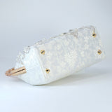 White Silver Embroidered Floral Pearl Wedding Bag, Statement Bag, Evening Clutch, Wedding Clutch, Bridal Clutch, White Cross Body Bag