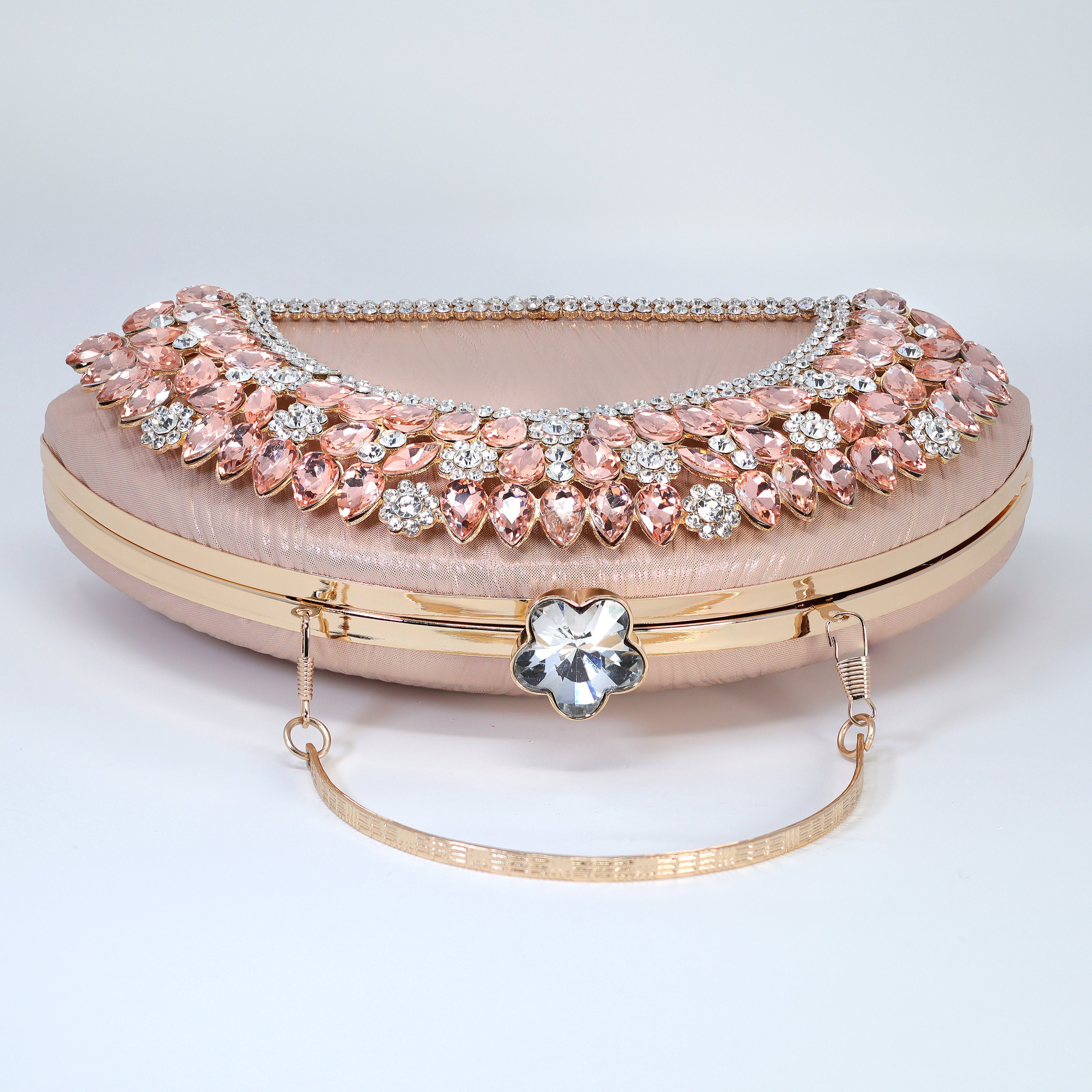 Half Moon Rhinestones Wedding Bag, Statement Bag, Evening Clutch, Wedding Clutch, Bridal Clutch, Bridal Cross body bag.