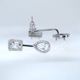 Diamond/ Swarovski Crystal Elegant pear round and princess cut Necklace Set, Long Bridal Jewelry Set, Crystal Bridal Earrings