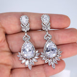 Cascade Droplets On Leaves : Swarovski Crystal Bridal Clip On Drop Earrings with Diamond Details, Bridal Earrings, Statement Earrings Cz