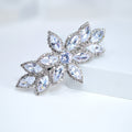 Silver Floral CZ And Rhinestone French Hair Clip, Bridal Hair Accessories, Bridesmaid Gift, Wedding Hair Accessory, Bridal Peach Hair Clip