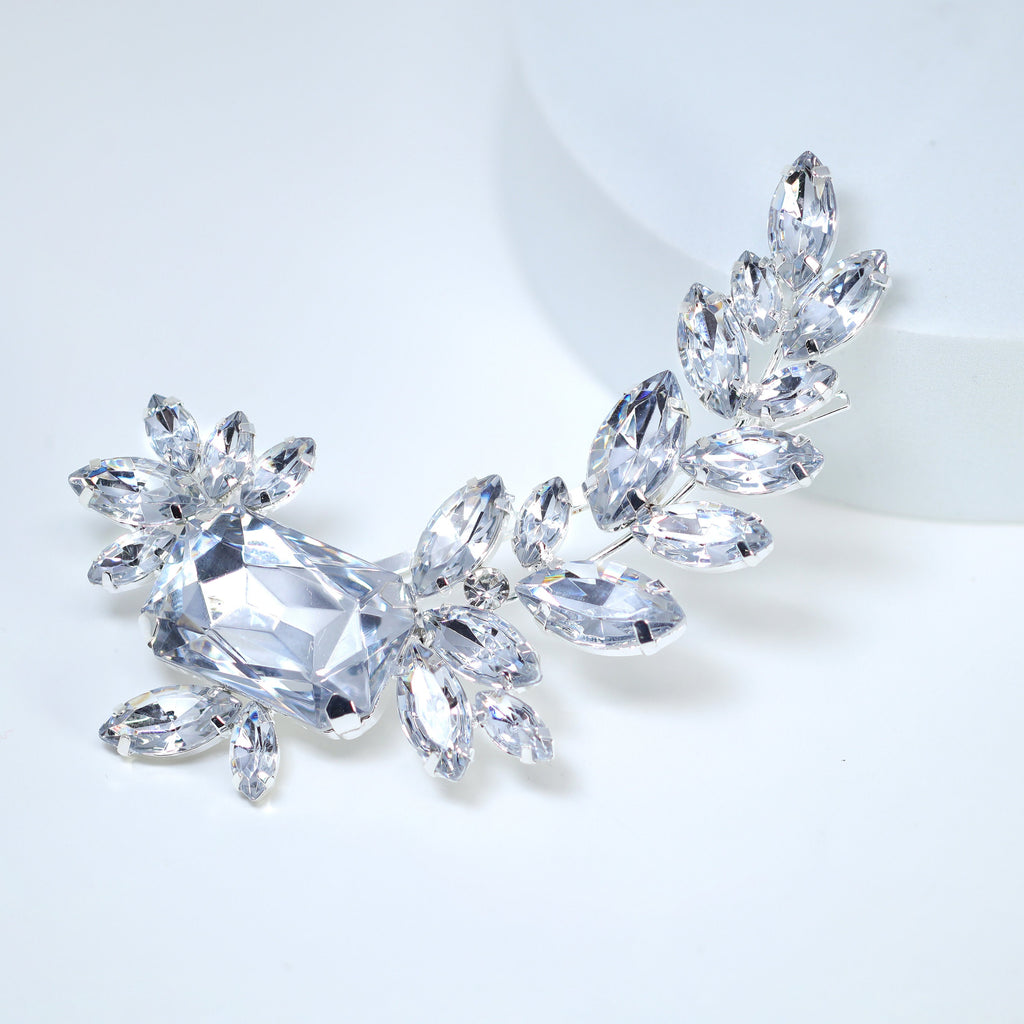 Silver Floral Rhinestone Bobby Pin, Bridal Hair Accessories, Bridesmaid Gift, Wedding Hair Accessory, Bridal Peach Hair Clip