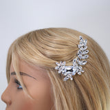 Silver Floral Rhinestone Bobby Pin, Bridal Hair Accessories, Bridesmaid Gift, Wedding Hair Accessory, Bridal Peach Hair Clip