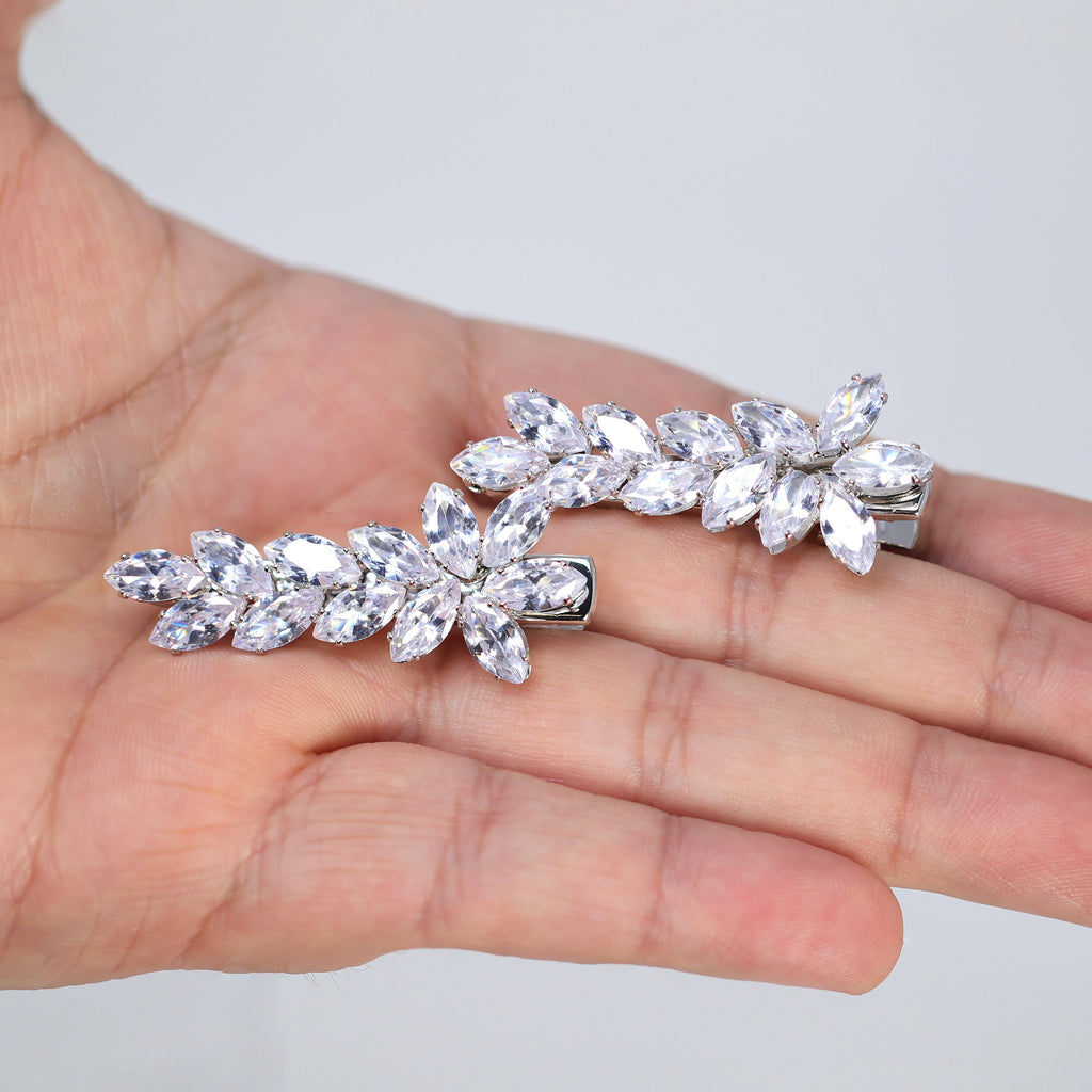 Set Of 2 Flower Leaf Bridal Hair Clip, Bridesmaid Gift, Wedding Hair Accessory.