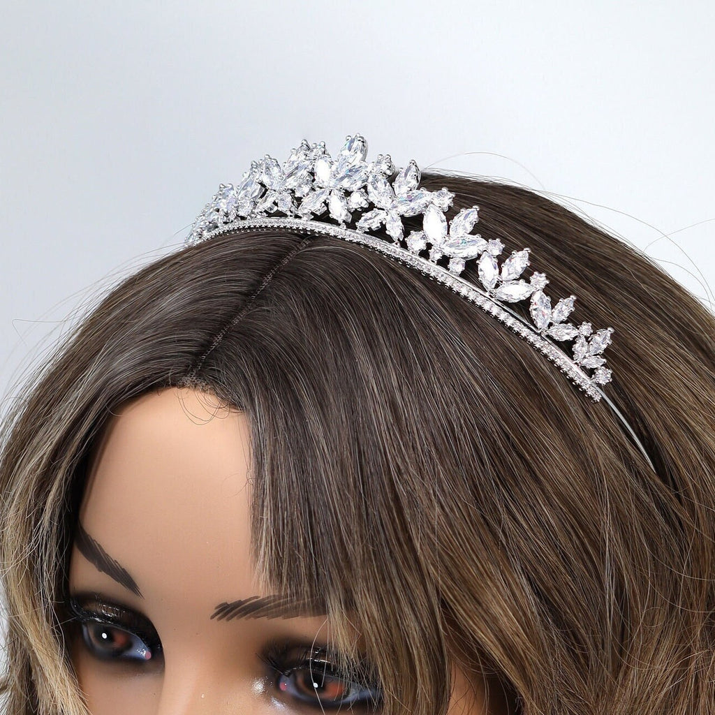 Swarovski wedding tiara, bridal crown tiara, Floral Leaves crystal wedding tiara, crystal bridal tiara, crystal wedding crown, tiara bride