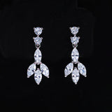 Swarovski Crystal Gleaming Leaflet Bridal Ensemble Diamond/Crystal Necklace, Bridal Necklace Set, Bridal Jewelry, Statement Necklace