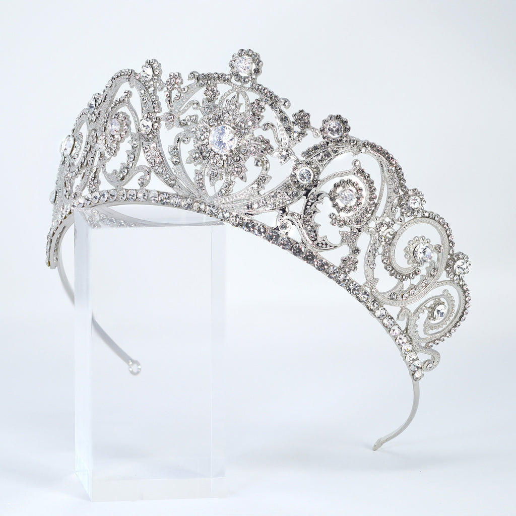 Shimmering Majesty Big Cubic Zirconia Queen Tiara , Rhinestone Bridal Crown Tiara, Crystal Wedding Tiara, Crystal Wedding Crown, Tiara Bride