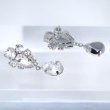 Rhinestone Love Bud Flower Drop Earrings, Bridal Jewelry, Bridal Earrings, Crystal Bridal Earrings, Statement Earrings Cz