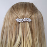 Silver Floral Leaves Vine CZ French Hair Clip, Bridal Hair Accessories, Bridesmaid Gift, Wedding Hair Accessory, Bridal Peach Hair Clip