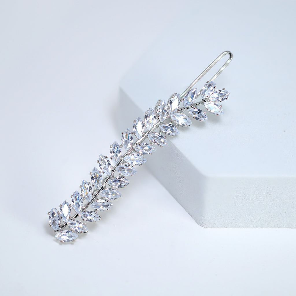 Dainty Fallen Leaves CZ Hair Clip, Bridal Hair Accessories, Bridesmaid Gift, Wedding Hair Accessory, Bridal Peach Hair Clip