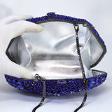 Flower Of Deep Blue Sea Rhinestone Embellished Small Wedding Clutch, Statement Bag, Evening Wedding Clutch