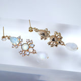 Something Blue Opal Dainty Small Chandelier White Drop Earring, Long Bridal Jewelry Crystal Bridal Earrings, Statement Earrings