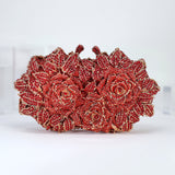 Red Rose Rhinestone Floral Wedding Bag, Statement Bag, Evening Clutch, Bridal Clutch, Bridal Bag, Red Cross Body Bag