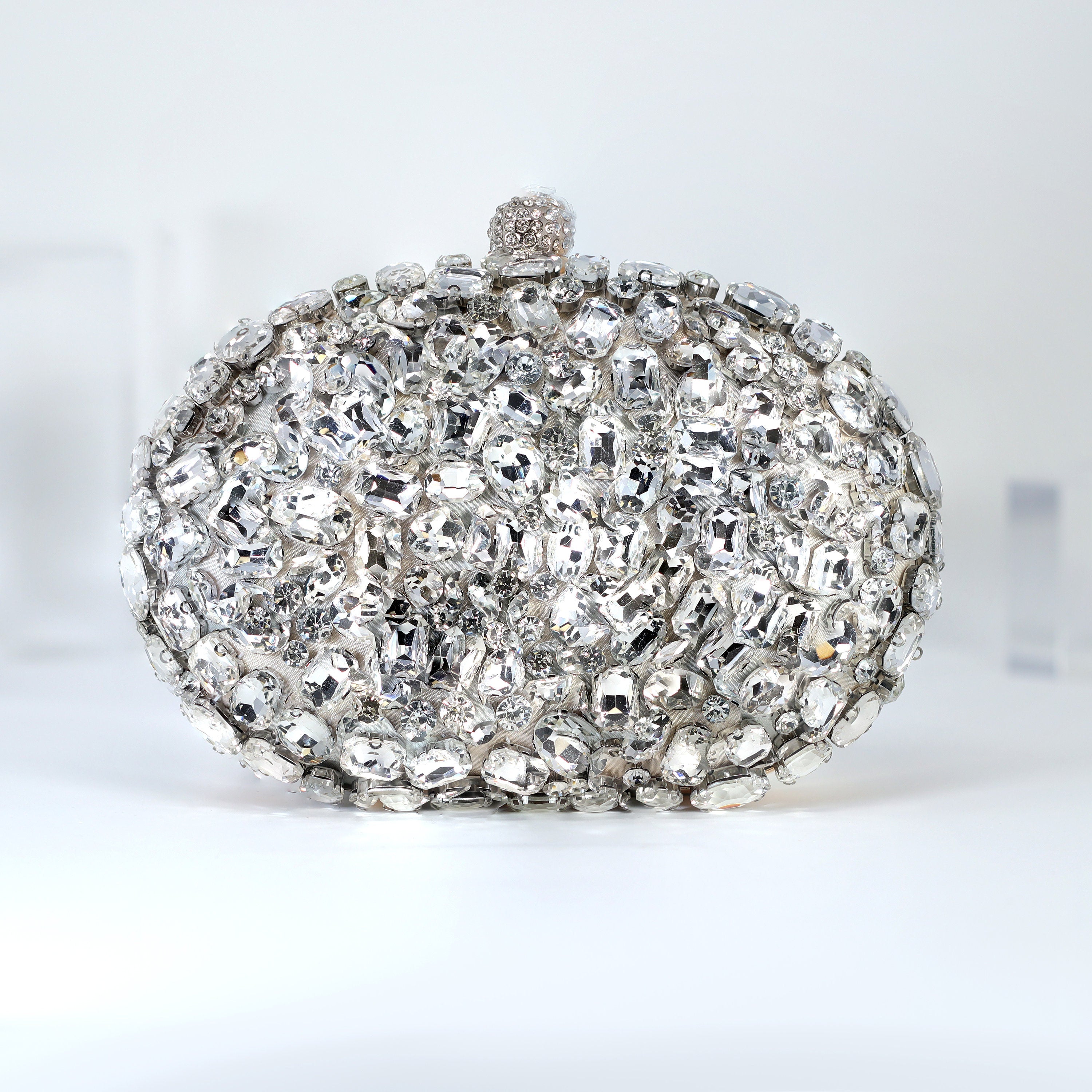 Shinny Rhinestone Embellished Wedding Clutch, Evening Clutch, Wedding Clutch, Bridal Bag, Beige Cross Body Bag