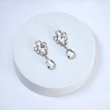 Rhinestone Love Bud Flower Drop Earrings, Bridal Jewelry, Bridal Earrings, Crystal Bridal Earrings, Statement Earrings Cz