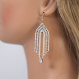 Elegant Waterfalls - Gold Swarovski AB Crystal Ear wire Chandelier Drop Earrings, Long Tassel Bridal Jewelry, Crystal Statement Earring.