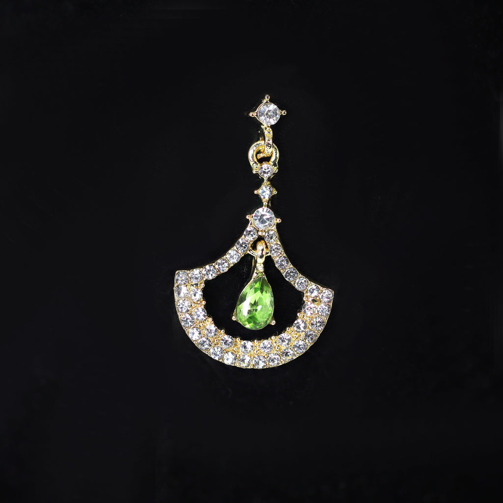 Rhinestone Fan Shape Green Drop Earrings, Bridal Jewelry Bridal Earrings Crystal Bridal Earrings Statement earrings