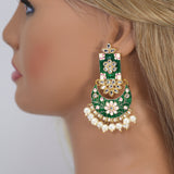 Chandelier Art Deco: Floral Statement Earrings with Swarovski Crystals, Diamond Earrings, Long Bridal Jewelry, Pearl Bridal Earrings