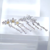 Floral Raindrop Diamond Tassel Earrings with Swarovski Crystals Earring, Long Bridal Earrings, Crystal Bridal Statement Earrings Cz
