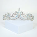 Swarovski Crystal Something Blue Opal Floral Leaves Tiara , Bridal Tiara, Crystal Wedding Tiara, Crystal Wedding Crown, Tiara Bride