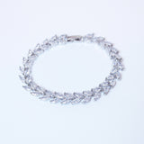 Swarovski Crystal Flower Vine Leaves Necklace, Long Bridal Jewelry, Bridal Earrings And Necklace, Statement Earrings Cz Necklace Set.