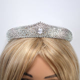 Luxury Rhinestone Droplet Big Cubic Zirconia Queen Tiara , Bridal Crown Tiara, Crystal Wedding Tiara, Crystal Wedding Crown, Tiara Bride