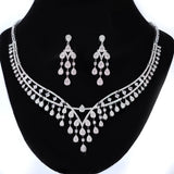 Diamond/ Swarovski Crystal Celestial Drops Necklace Set, Long Bridal Jewelry Set, Crystal Bridal , Statement Earrings