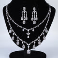 Swarovski Crystal Graceful Twin Strand Queen Diamond/Crystal Necklace Set, Bridal Necklace Set, Bridal Jewelry, Statement Necklace