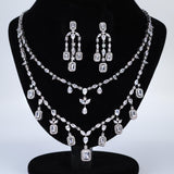 Swarovski Crystal Graceful Twin Strand Queen Diamond/Crystal Necklace Set, Bridal Necklace Set, Bridal Jewelry, Statement Necklace