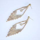 Rhinestone Chandelier Gold Tassel earrings, Long Tassal Bridal Jewelry Bridal Earrings Crystal Bridal Earrings Statement earrings Cz