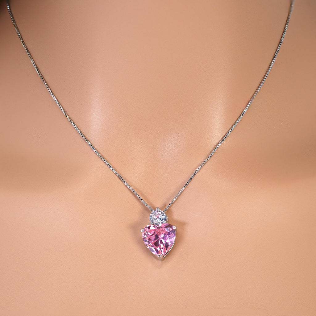 Swarovski Crystal Blushing Love's Heartfelt Charm Necklace , Valentine's Day Gift For Her, Galentine's Day, Statement Necklace Cz