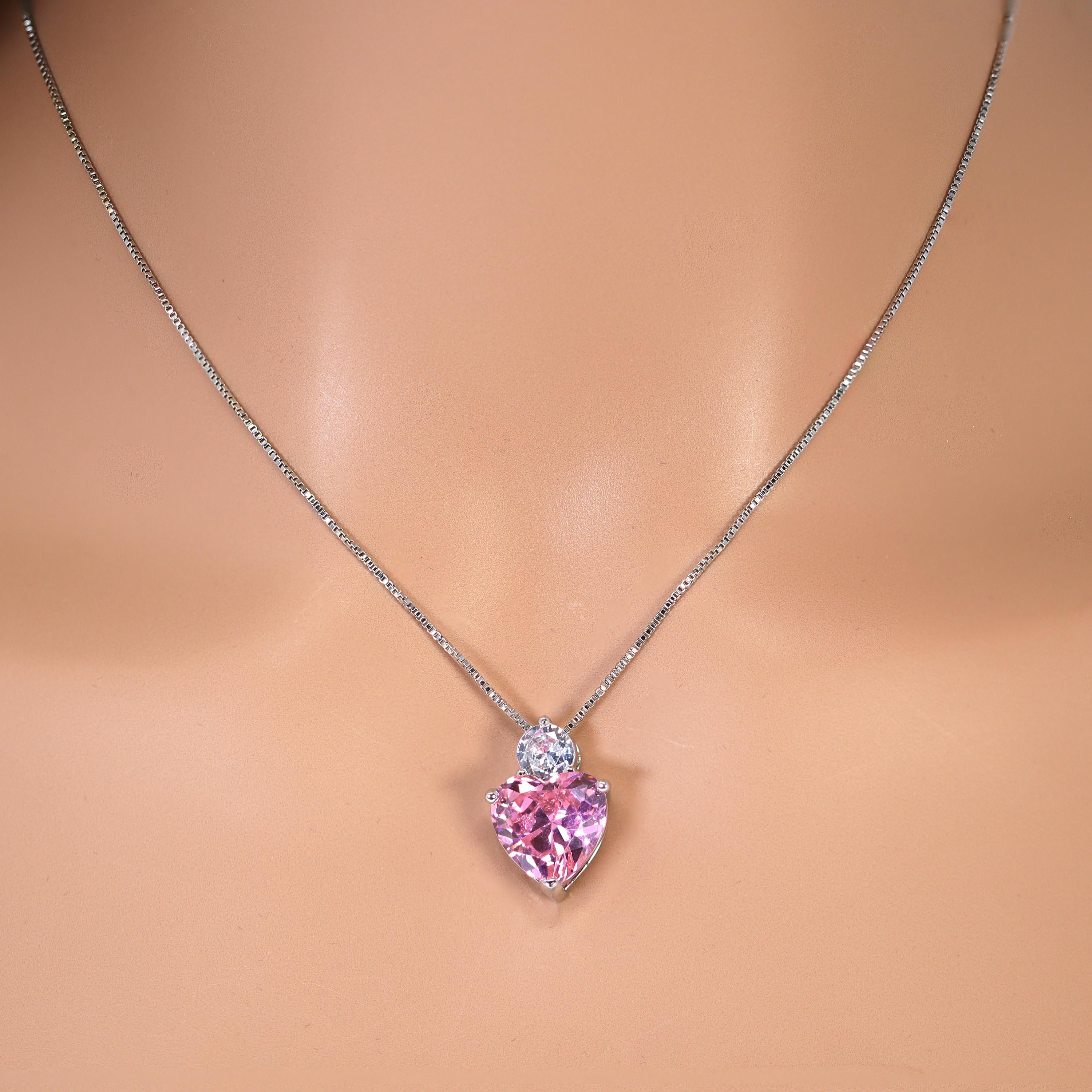 Swarovski Crystal Blushing Love's Heartfelt Charm Necklace , Valentine's Day Gift For Her, Galentine's Day, Statement Necklace Cz