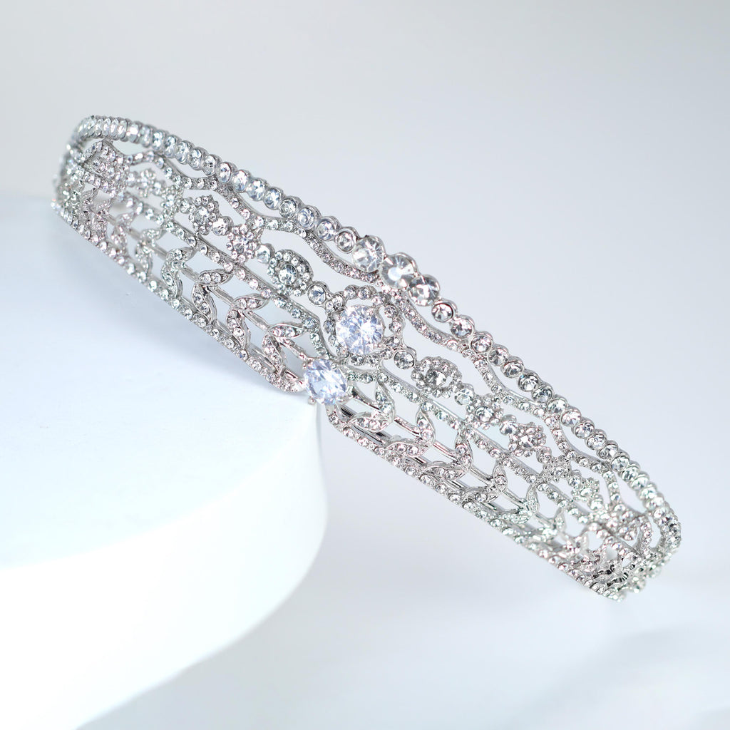 Luxury Swarovski Crystals & Cubic Zirconia Floral Leaves Queen Tiara , Bridal Crown, Crystal Wedding, Crystal Wedding Crown, Tiara Bride