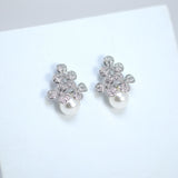 Swarovski Flowers In A Pearly Bouquet For Queen Stud Earrings, Bridal Jewelry, Crystal Bridal Earrings, Statement Earrings Cz