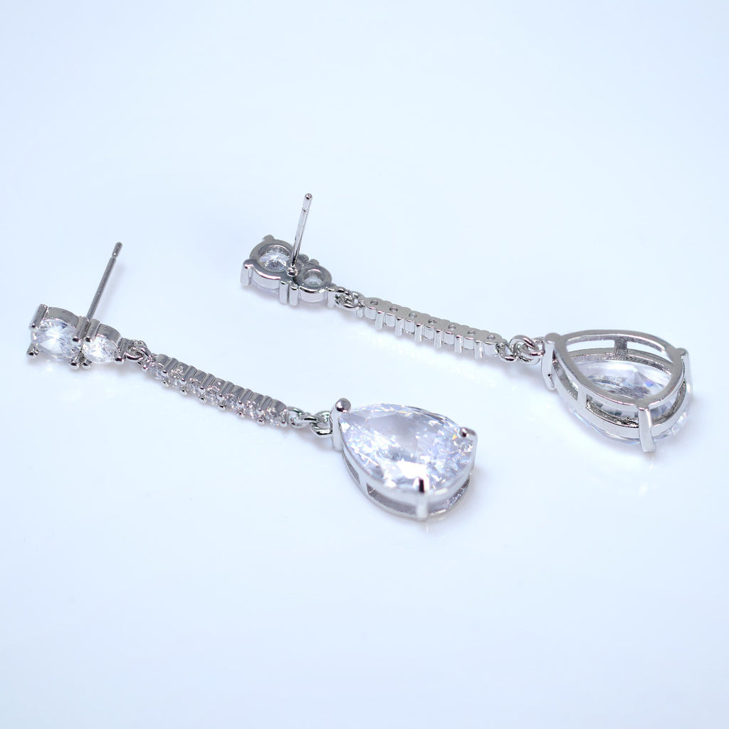 Swarovski Diamond Tear Drop Tassel Earrings, Bridal Jewelry, Bridal Earrings, Crystal Bridal Earrings, Statement Earrings Cz
