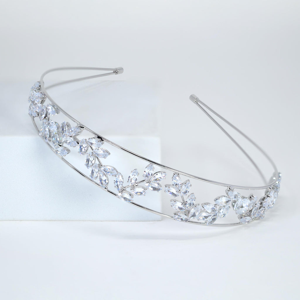 Swarovski Crystals Elegance In Between Layers Vine leaves Headpiece, Hair Vine Headband, Bridal Hair Vine, Delicate Rhinestone Headband