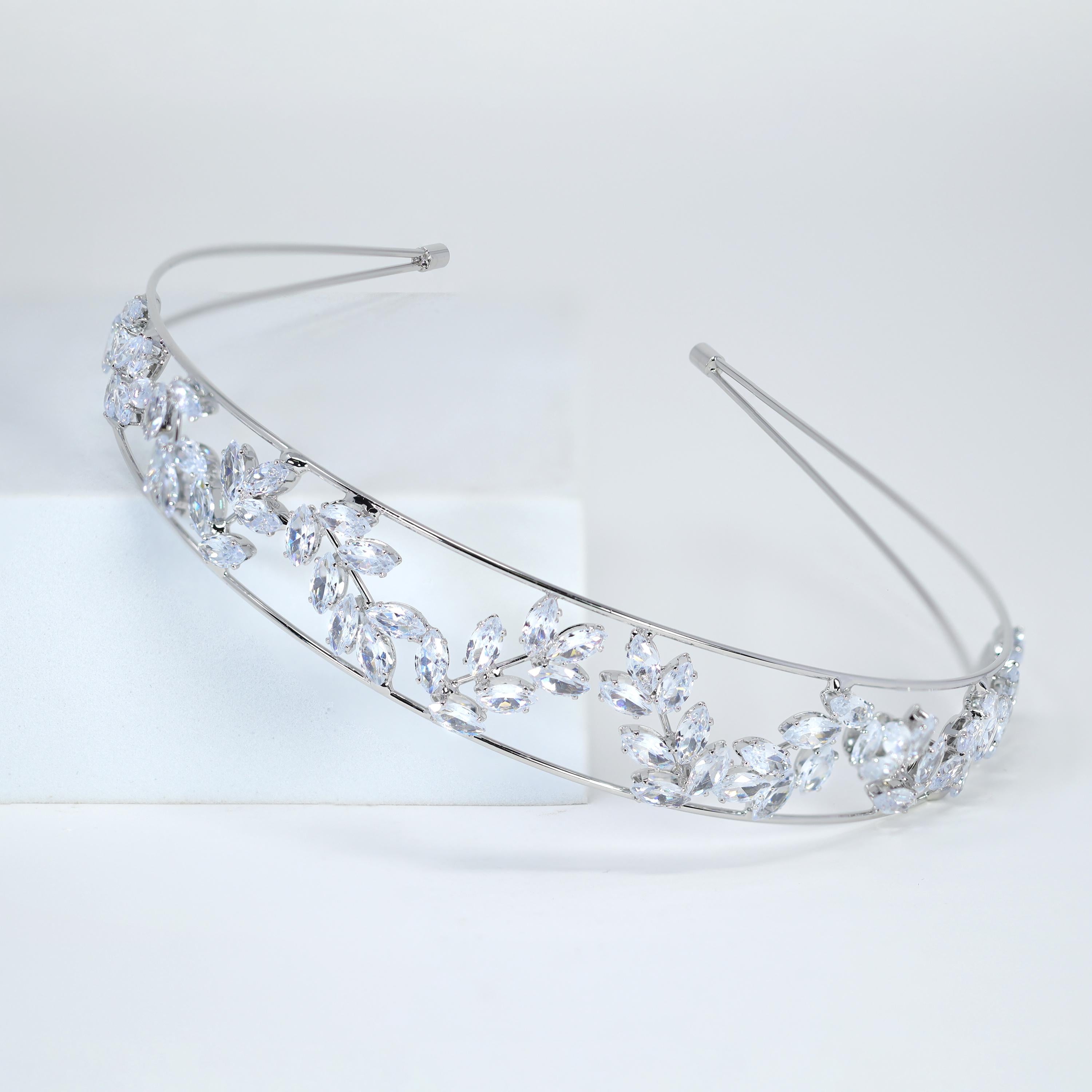 Swarovski Crystals Elegance In Between Layers Vine leaves Headpiece, Hair Vine Headband, Bridal Hair Vine, Delicate Rhinestone Headband