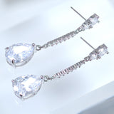 Swarovski Diamond Tear Drop Tassel Earrings, Bridal Jewelry, Bridal Earrings, Crystal Bridal Earrings, Statement Earrings Cz