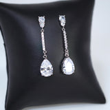 Swarovski Diamond Tear Drop Tassel Earrings, Bridal Jewelry, Bridal Earrings, Crystal Bridal Earrings, Statement Earrings Cz