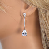 Swarovski Diamond Tear Drop Tassel Earrings, Bridal Jewelry, Bridal Earrings, Crystal Bridal Earrings, Statement Earrings Cz