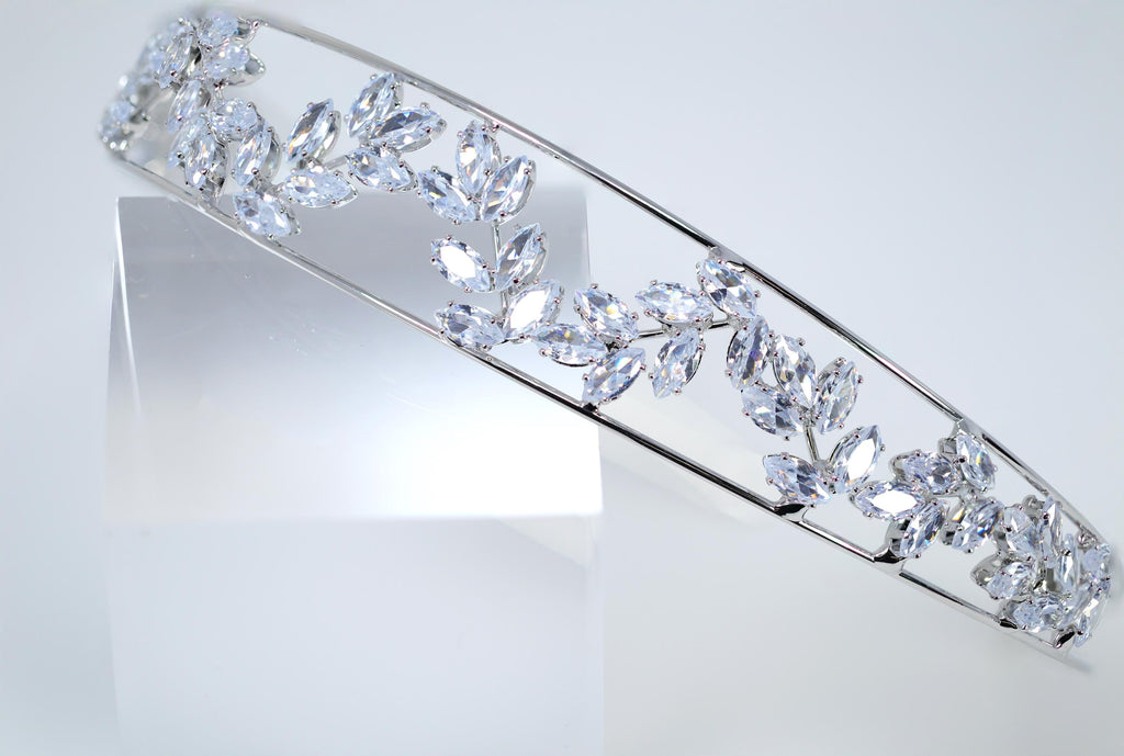 Swarovski Crystals Elegance In Between Layers Vine leaves Headpiece, Hair Vine Headband, Bridal Hair Vine, Delicate Rhinestone Headband