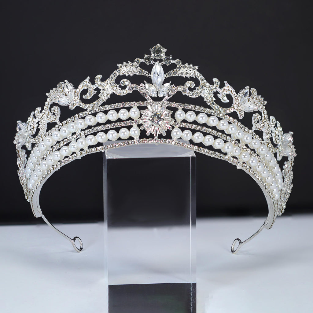 Luxury Swarovski Crystals Pearl Radiance Tiara Floral Leaves Queen Tiara , Bridal Crown, Crystal Wedding, Crystal Wedding Crown, Tiara Bride