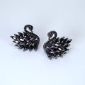 Swarovski Diamond black Swan stud Earrings, Bridal Jewelry, Bridal Stud Earrings, Crystal Bridal Earrings, Statement Earrings Cz